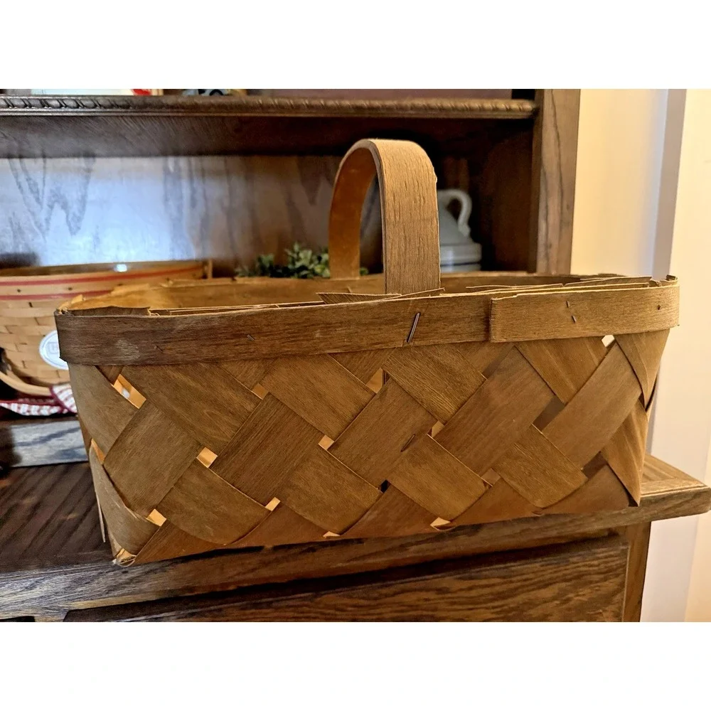 Vintage Woven Orchard Basket Foraging Fruit Stand 16QT Farmhouse Decor Cottage